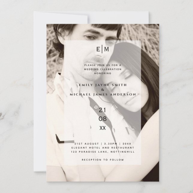 Invitation Élégant minimaliste moderne Mariage PHOTO OVERLAY (Devant)