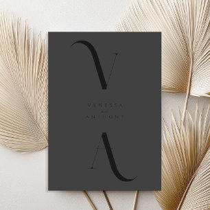 Invitation Élégant minimaliste moderne Matte Mariage noir
