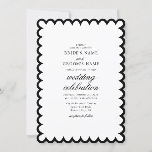 Invitation Élégant minimaliste noir blanc Mariage