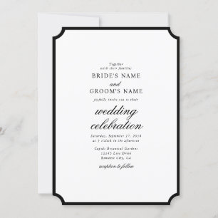 Invitation Élégant minimaliste noir blanc Mariage