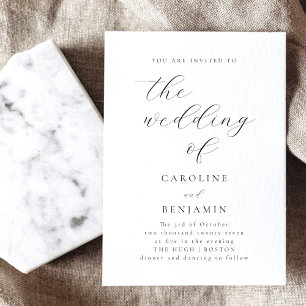 Invitation Élégant minimaliste noir blanc Mariage de calligra