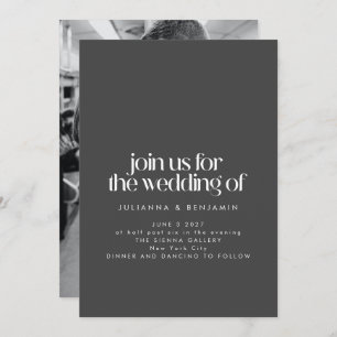Invitation Élégant minimaliste noir moderne Mariage photo
