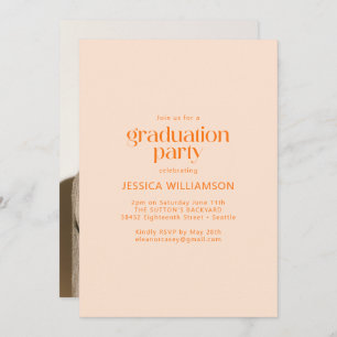 Invitation Elégant minimaliste Peach Photo Party