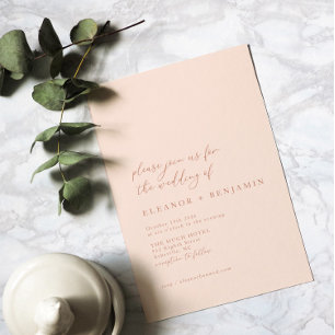 Invitation Élégant minimaliste Peachy Blush Pink Chic Mariage