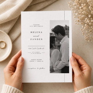 Invitation Élégant Minimaliste Photo Mariage 