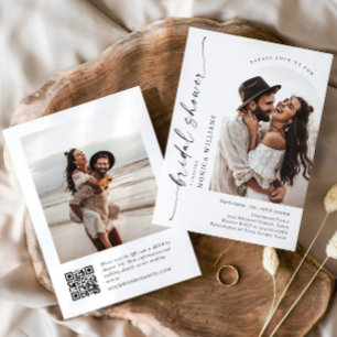 Invitation Élégant minimaliste QR code 2 Fête des mariées PHO