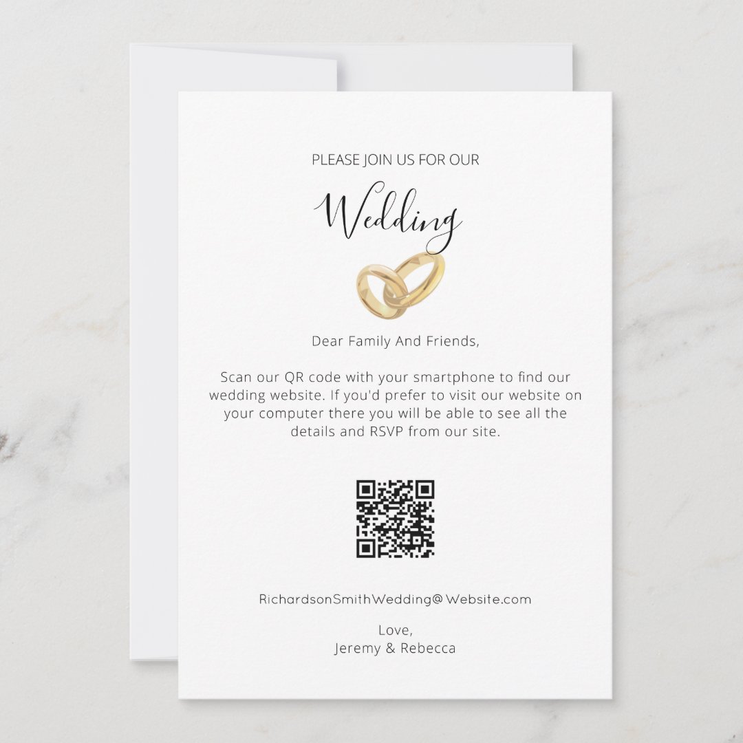 Invitation Élégant minimaliste QR Code Mariage de site Web Zazzle.fr
