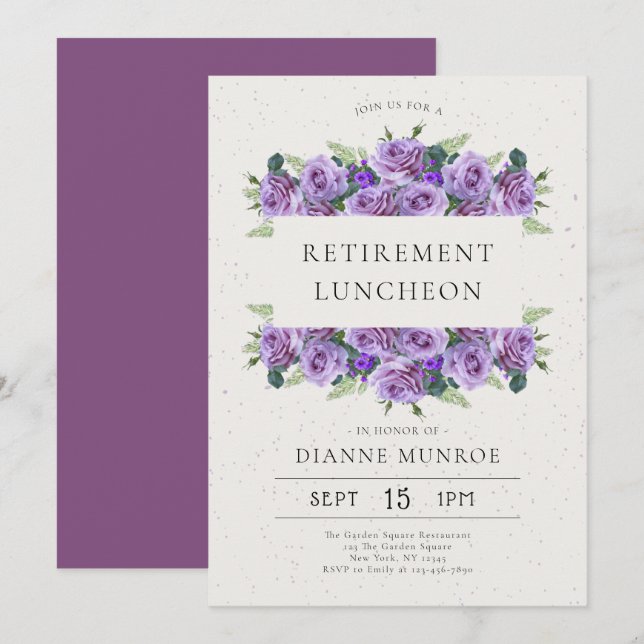 Invitation Élégant minimaliste retraite florale (Devant / Derrière)