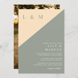 Invitation Élégant minimaliste Sage Green Cream Mariage Photo
