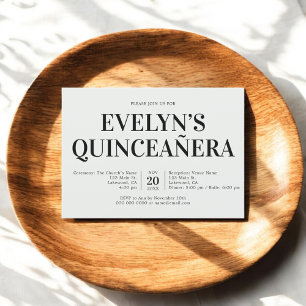 Invitation Élégant minimaliste simple Quinceanera vert