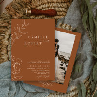 Élégant minimaliste Terra Cotta Mariage de calligr