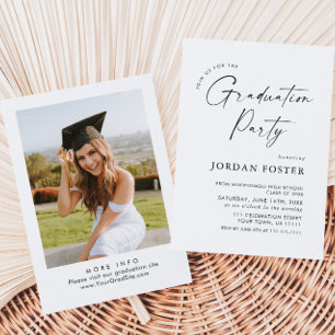 Invitation Élégant minimaliste une photo de la fête de gradua