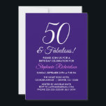 Invitation Élégant minimaliste violet 50 et fabuleux annivers<br><div class="desc">Elégant Purple Minimalist 50 et Fabulous Birthday Invitation Personnalisez cette élégante invitation de fête d'anniversaire violet avec le nom de la personne célébrant un jour très spécial dans leur vie. Un 50e anniversaire est une étape importante à célébrer. Marquez l'occasion en créant une fête et en envoyant des invitations à...</div>