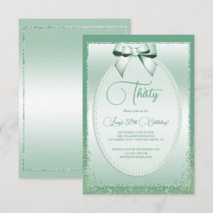 Invitation Elégant Mint Green Bijoux Bow & Parties scintillan