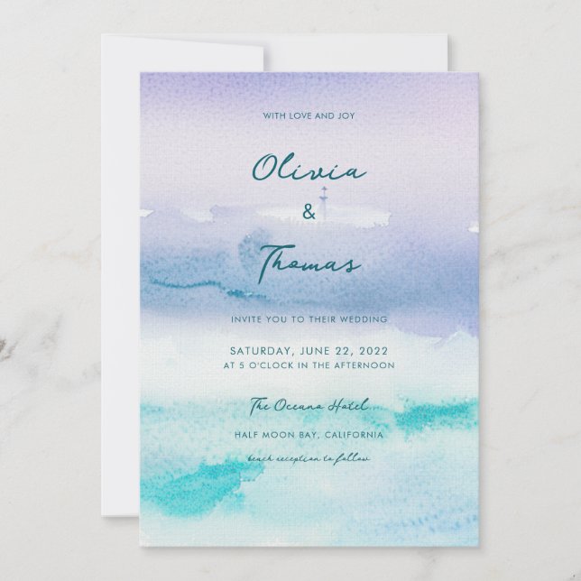 Invitation Elégant Misty Ocean Paysage Bateau Plage Mariage (Devant)