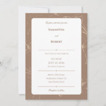 Elegant Mocha Floral Line Art Wedding