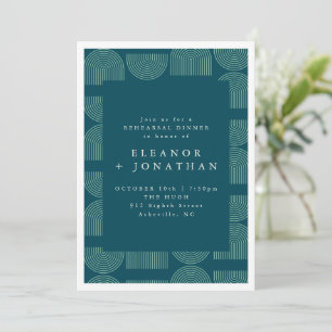 Invitation Elégant Mod Arch Lines Turquoise Blue Rehearer Dîn