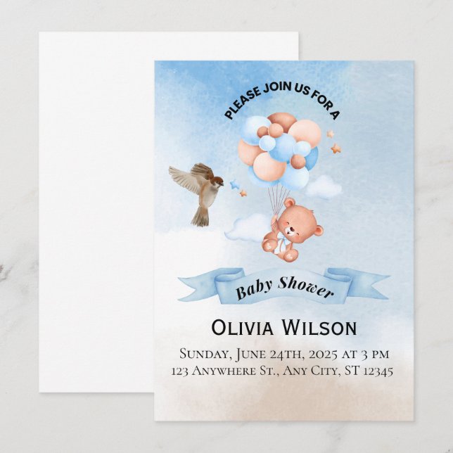 Invitation Élégant Modèle d'invitation Baby shower (Devant / Derrière)