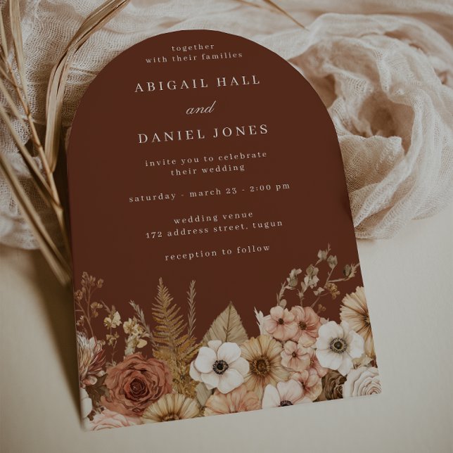 Invitation Elegant Modern Boho Arch Floral Wedding (Créateur téléchargé)