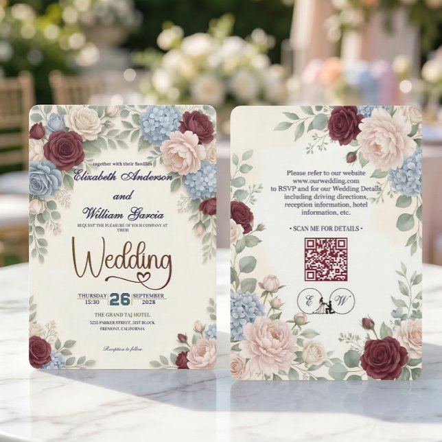 Invitation Elegant Modern Botanical All In One QR Code (Créateur téléchargé)