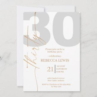 Invitation Elegant Modern Calligraphy 30 Adult Birthday