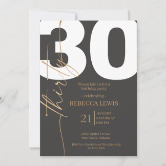 Invitation Elegant Modern Calligraphy 30 Adult Birthday