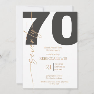 Invitation Elegant Modern Calligraphy 70th Adult Birthday