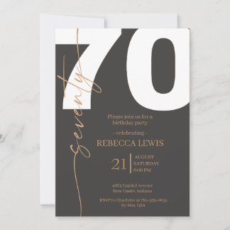 Invitation Elegant Modern Calligraphy 70th Adult Birthday