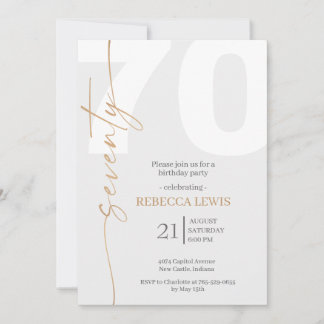 Invitation Elegant Modern Calligraphy 70th Adult Birthday