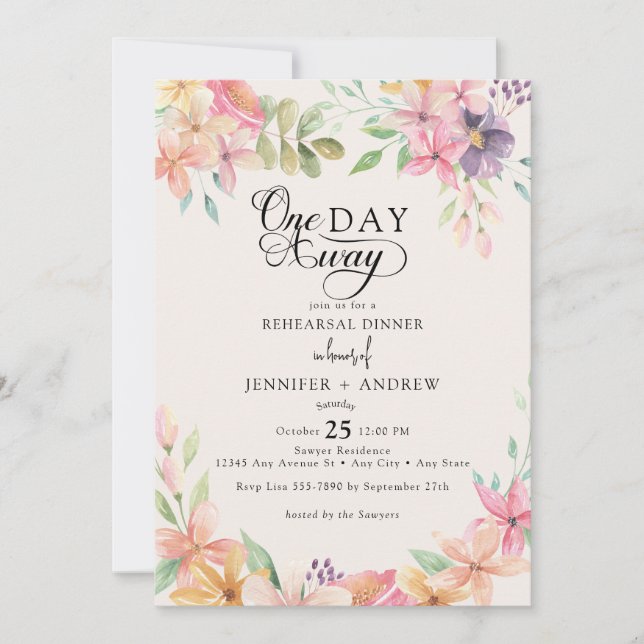Invitation Elegant Modern Floral Classic | Rehearsal Dinner (Devant)