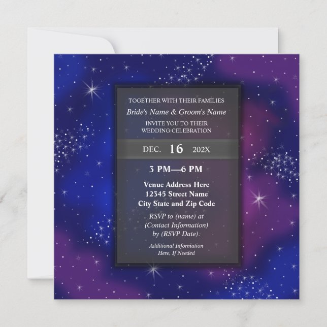 Invitation Elegant Modern Night Sky Galaxy Wedding Party (Devant)