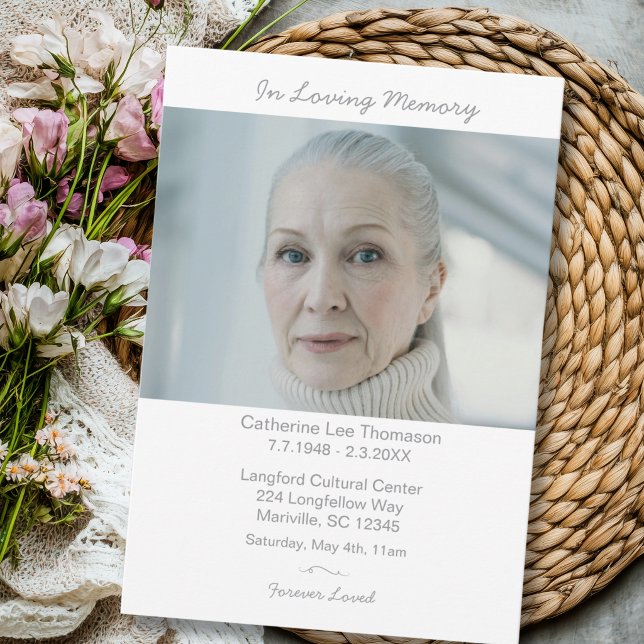Invitation Elegant Modern Photo In Loving Memory Funeral (Elegant Modern Photo In Loving Memory Funeral Invitation)
