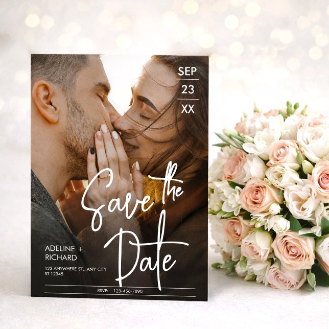 Invitation Elegant Modern Photo Save the Date Wedding (Elegant Modern Photo Save the Date Wedding Invitation, Wedding Announcement)