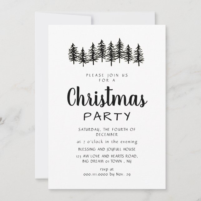 Invitation Elegant Modern Pine Forest Christmas Party (Devant)