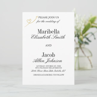 Invitation Elegant Modern White & Formal Wedding