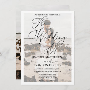 Invitation Elegant Modern White Framed Couple Photo Wedding