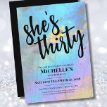 Invitation Élégant Moderne 30 ans de Style pour un Anniversai<br><div class="desc">Vous pouvez le changer en n'importe quelle année d'anniversaire ! 30, 40, 50 ou même pour les petits enfants ! La photo de labradorite d'une teinte arc-en-ciel époustouflante et colorée fait le fond parfait pour un design simple et moderne. Il s'agit d'un gros plan d'un véritable cristal de labradorite naturel...</div>