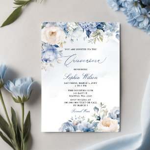 Invitation Elégant moderne bleu bleu bleu bleu floral Quincea
