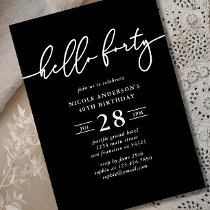 Invitation Elégant moderne Bonjour Quarante 40ème Photo Anniv