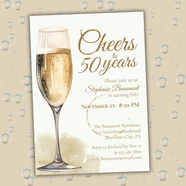 Invitation Élégant Moderne Champagne Félicitations 50e Annive (Créateur téléchargé)