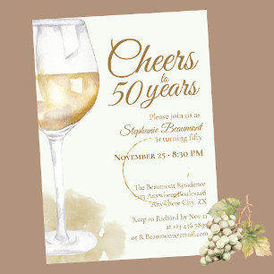 Invitation Elégant moderne Cheers Vin blanc 50e anniversaire