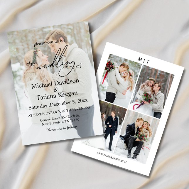 Invitation Élégant Moderne Chic Écriture 5 Photo Mariage (Créateur téléchargé)
