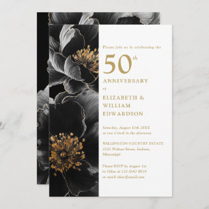 Invitation Élégant Moderne Chic Floral 50e Anniversaire