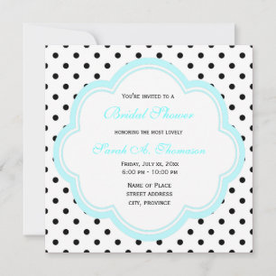 Invitation Élégant, moderne douche de mariée à pois noir et b
