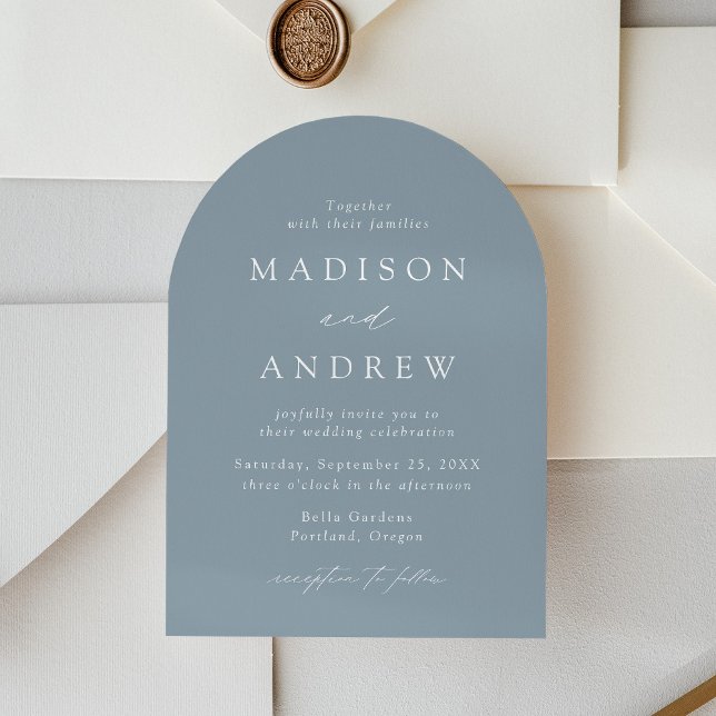 Invitation Élégant Moderne Écriture Bleu Poussiéreux Mariage  (Créateur téléchargé)