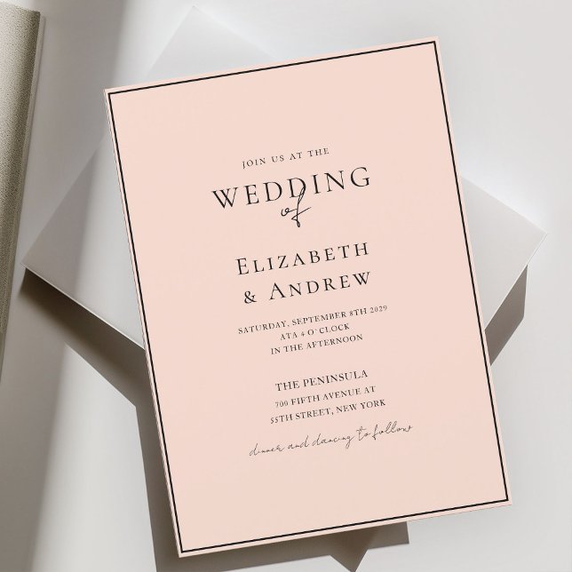 Invitation Élégant, moderne, écriture manuscrite, Bleu&Mariag (Elegant, Modern, Handwriting, Blush Wedding Invitation)