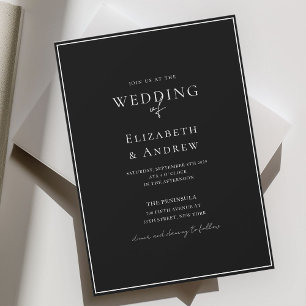 Invitation Élégant, moderne, écriture manuscrite, Mariage noi