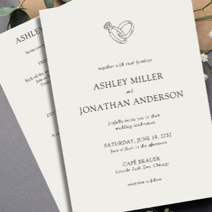 Invitation Élégant Moderne Éléments simples Mariage tout-en-u