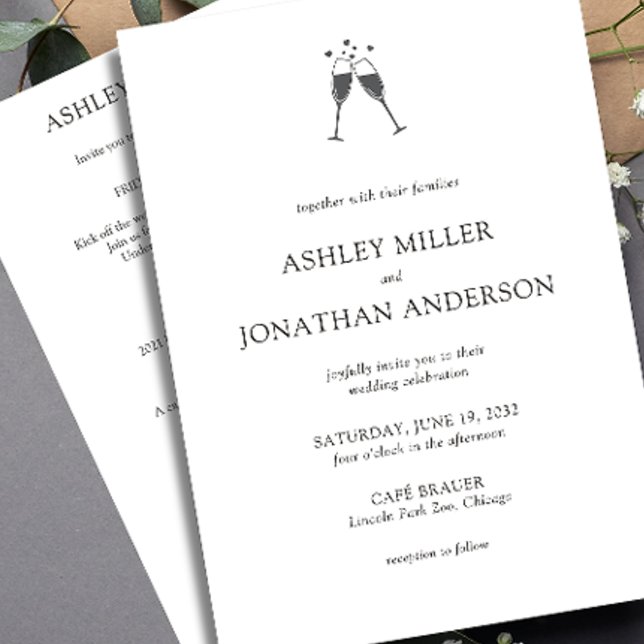 Invitation Élégant Moderne Éléments simples Mariage tout-en-u (Créateur téléchargé)