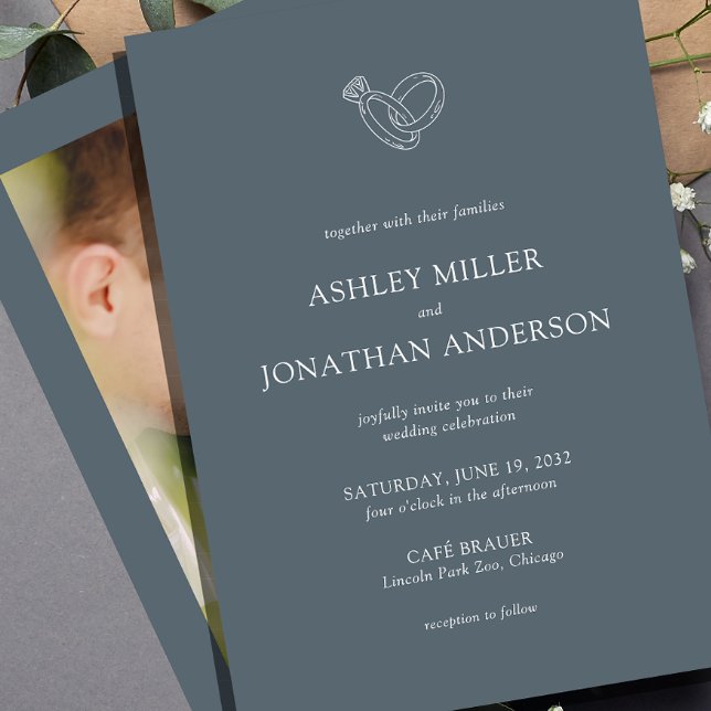 Invitation Élégant Moderne Éléments simples Photo Mariage (Créateur téléchargé)